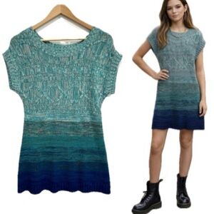 Vintage LEI Striped Cable Knit Sweater Tunic Dress Juniors Girls Size Large Y2K